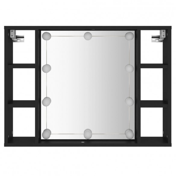 Armoire à miroir avec LED noir 76x15x55 cm