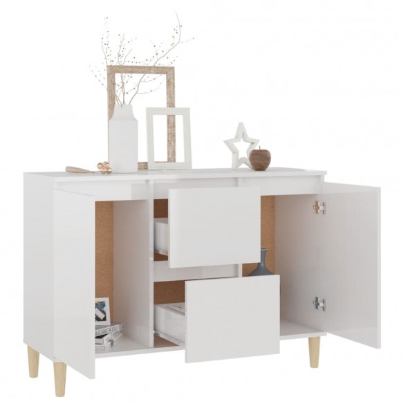 Buffet Blanc brillant 103,5x35x70 cm Aggloméré