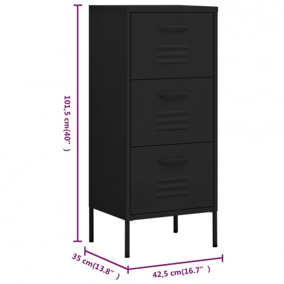 Armoire de rangement Noir 42,5x35x101,5 cm Acier