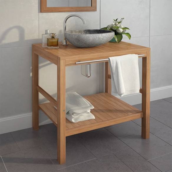 Meuble-lavabo de salle de bains Teck massif 74x45x75 cm