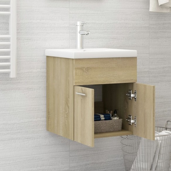 Armoire d'évier avec lavabo intégré Chêne sonoma Aggloméré