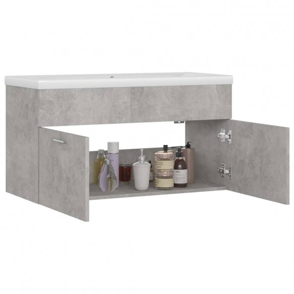 Armoire d'évier avec lavabo intégré Gris béton Aggloméré