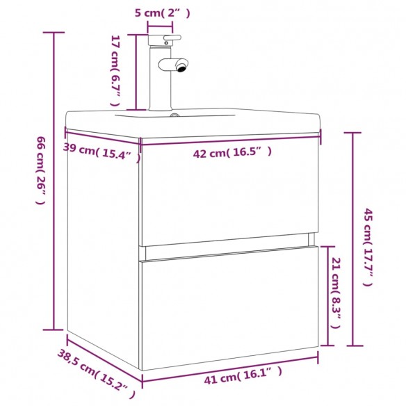 Meuble lavabo avec bassin intégré Sonoma gris Bois d'ingénierie