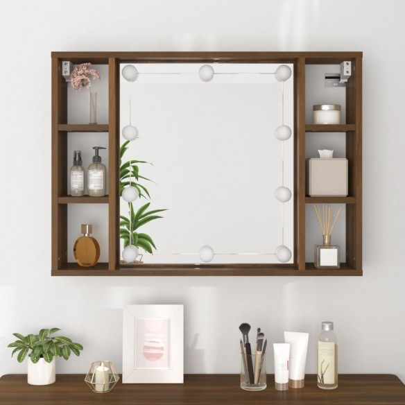 Armoire à miroir avec LED Chêne marron 76x15x55 cm