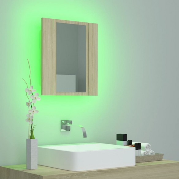 Armoire à miroir à LED de bain Chêne sonoma 40x12x45 Acrylique