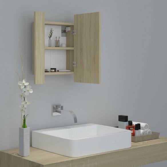 Armoire à miroir à LED de bain Chêne sonoma 40x12x45 Acrylique