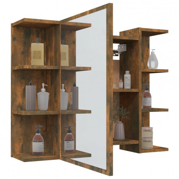 Armoire à miroir de salle de bain Chêne fumé 80x20,5x64 cm Bois