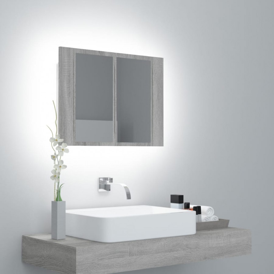 Armoire à miroir LED Sonoma gris 60x12x45 cm Bois d'ingénierie