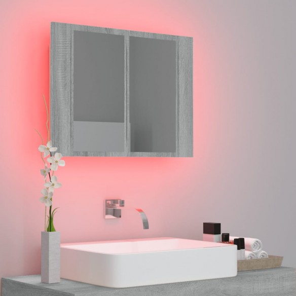 Armoire à miroir LED Sonoma gris 60x12x45 cm Bois d'ingénierie