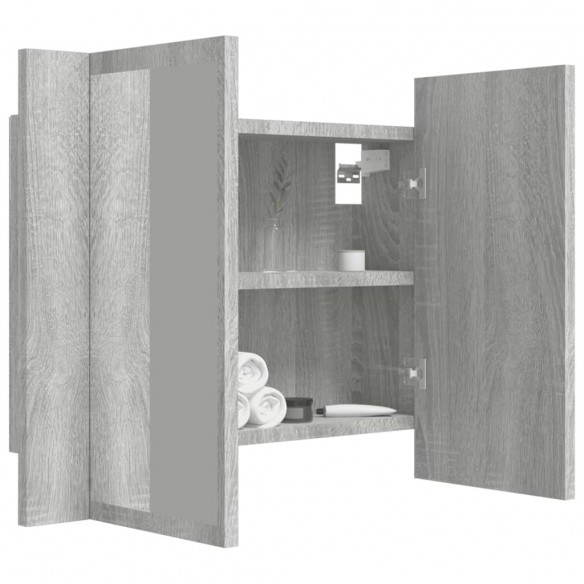 Armoire à miroir LED Sonoma gris 60x12x45 cm Bois d'ingénierie