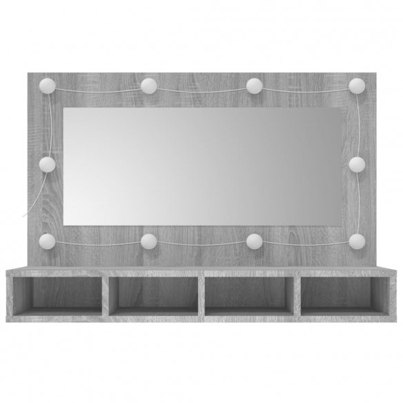 Armoire à miroir avec LED Sonoma gris 90x31,5x62 cm