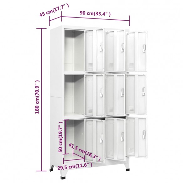 Armoire à casier avec 9 compartiments Acier 90x45x180 cm Gris