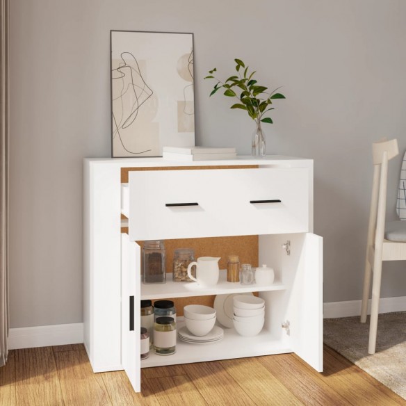 Buffet Blanc 80x33x70 cm Bois d'ingénierie