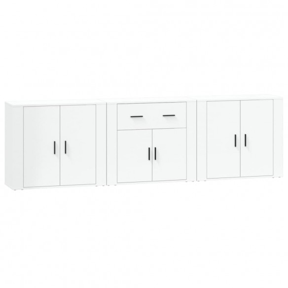 Buffets 3 pcs Blanc Bois d'ingénierie