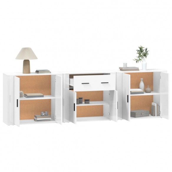 Buffets 3 pcs Blanc Bois d'ingénierie