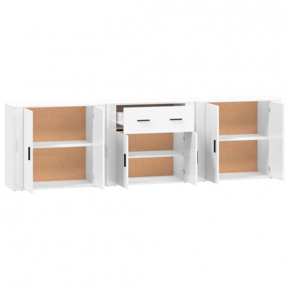 Buffets 3 pcs Blanc Bois d'ingénierie