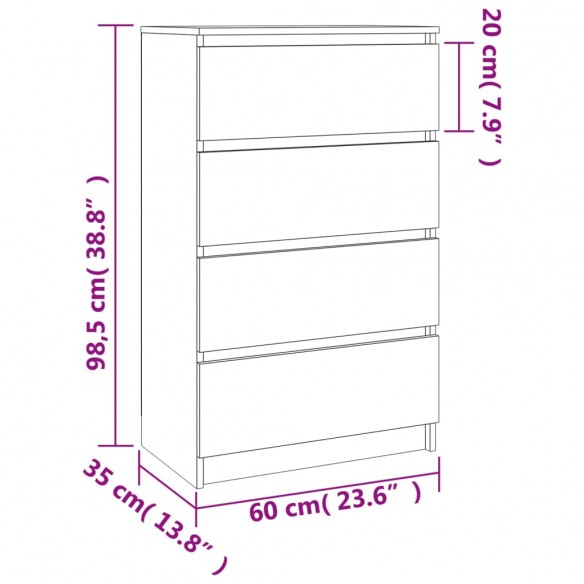 Buffet Gris béton 60x35x98,5 cm Bois d'ingénierie