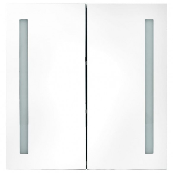 Armoire de salle de bain à miroir LED Blanc brillant 62x14x60cm