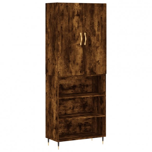 Buffet haut Chêne fumé 69,5x34x180 cm Bois d'ingénierie