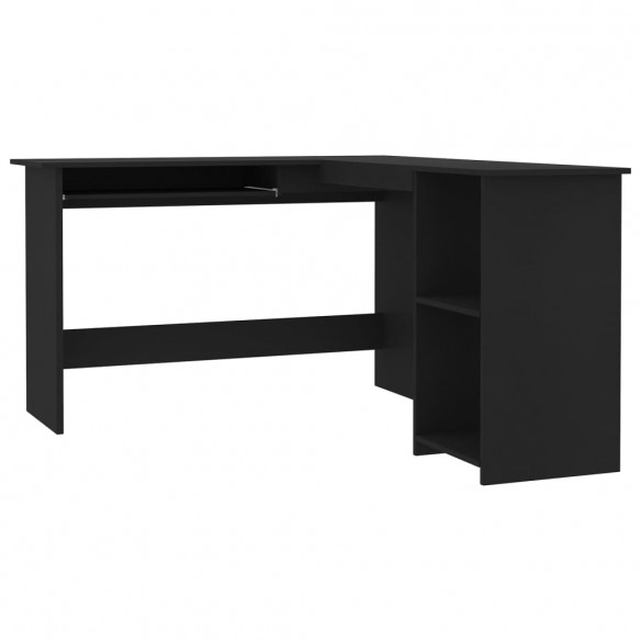 Bureau d'angle en forme de L Noir 120x140x75 cm Aggloméré