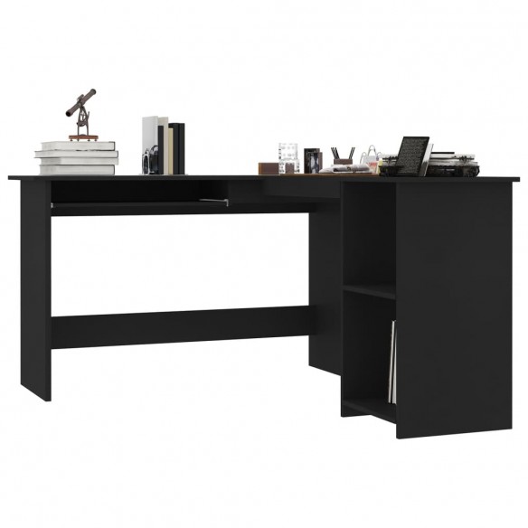 Bureau d'angle en forme de L Noir 120x140x75 cm Aggloméré