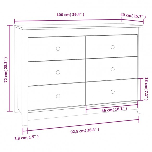 Armoire latérale 100x40x72 cm Bois de pin massif