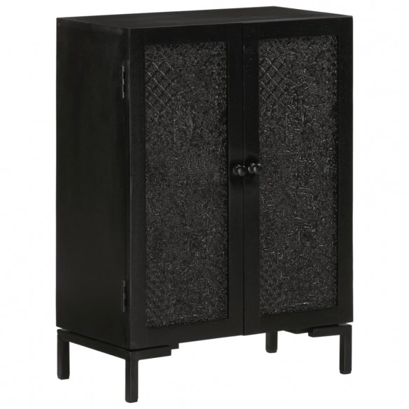 Buffet noir 55x30x77 cm bois massif de manguier et fer