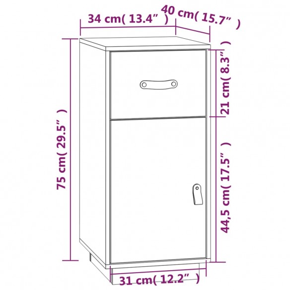 Buffet Blanc 34x40x75 cm Bois massif de pin