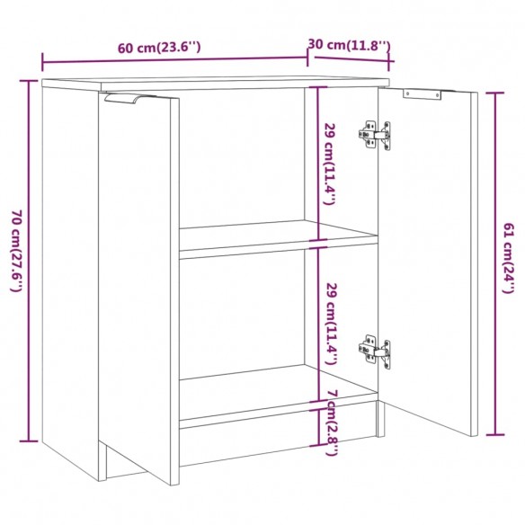 Buffets 3 pcs Noir Bois d'ingénierie