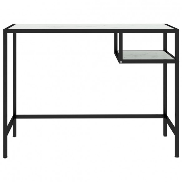 Bureau d'ordinateur Marbre blanc 100x36x74 cm Verre trempé