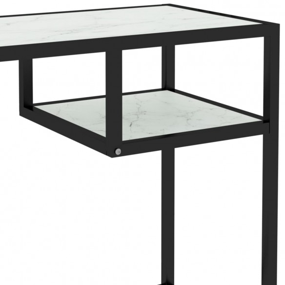 Bureau d'ordinateur Marbre blanc 100x36x74 cm Verre trempé