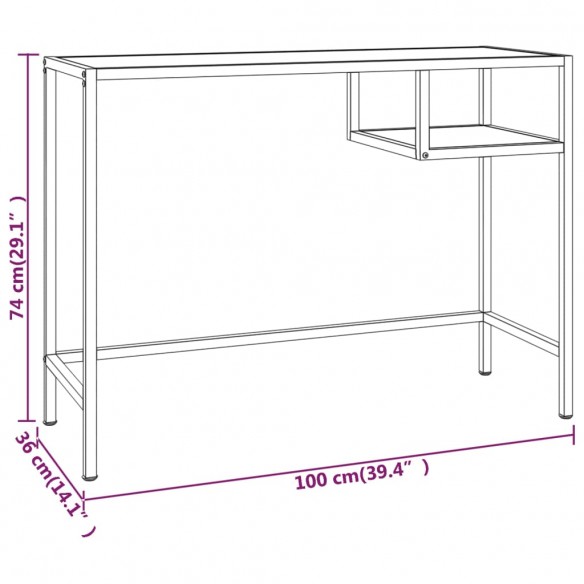 Bureau d'ordinateur Marbre blanc 100x36x74 cm Verre trempé