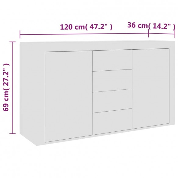 Buffet Blanc 120x36x69 cm Aggloméré