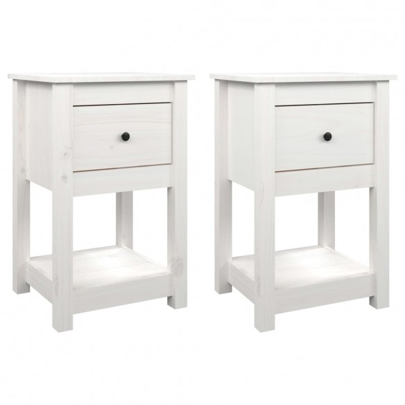 Tables de chevet 2 pcs Blanc 40x35x61,5 cm Bois de pin massif