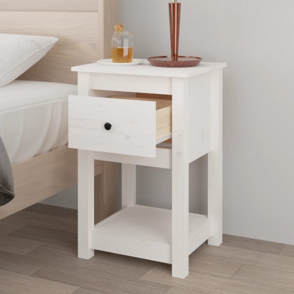 Tables de chevet 2 pcs Blanc 40x35x61,5 cm Bois de pin massif