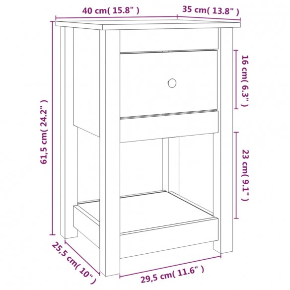 Tables de chevet 2 pcs Blanc 40x35x61,5 cm Bois de pin massif