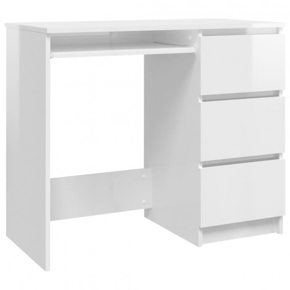 Bureau Blanc brillant 90x45x76 cm Aggloméré