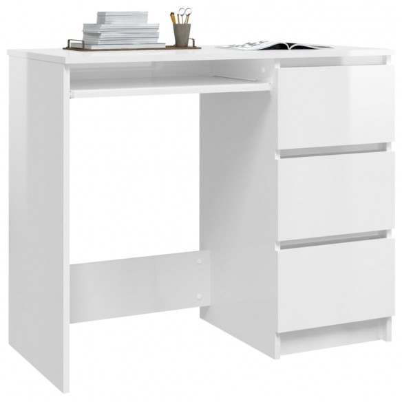 Bureau Blanc brillant 90x45x76 cm Aggloméré