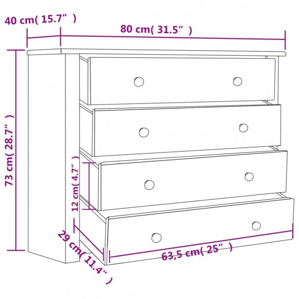 Armoire latérale Gris 80x40x73 cm Pin Assortiment Panama