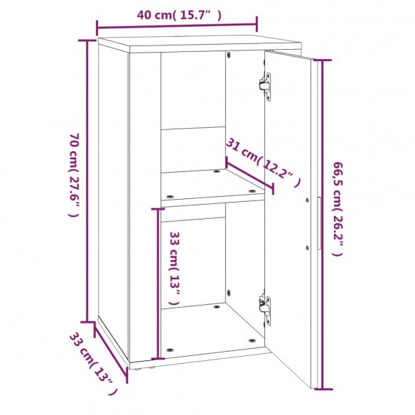 Buffet Blanc 40x33x70 cm Bois d'ingénierie