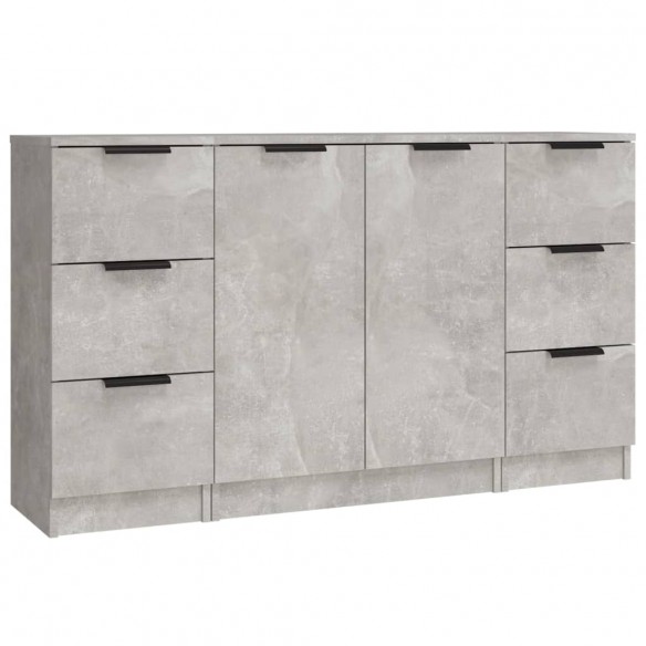 Buffets 3 pcs gris béton bois d'ingénierie