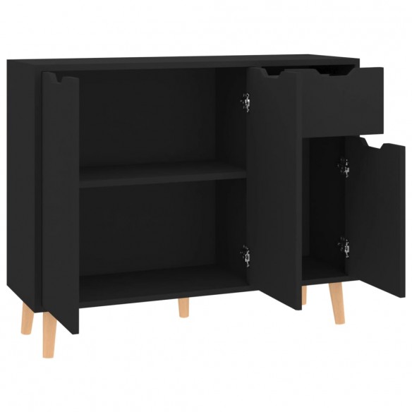 Buffet noir 90x30x72 cm bois d'ingénierie