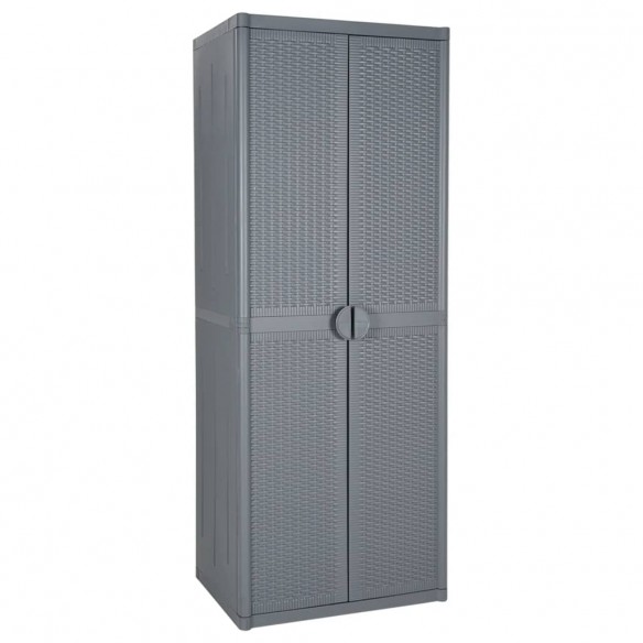 Armoire de rangement de jardin gris 65x45x172 cm PP rotin