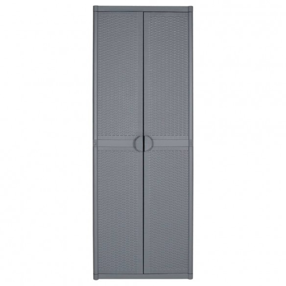 Armoire de rangement de jardin gris 65x45x172 cm PP rotin