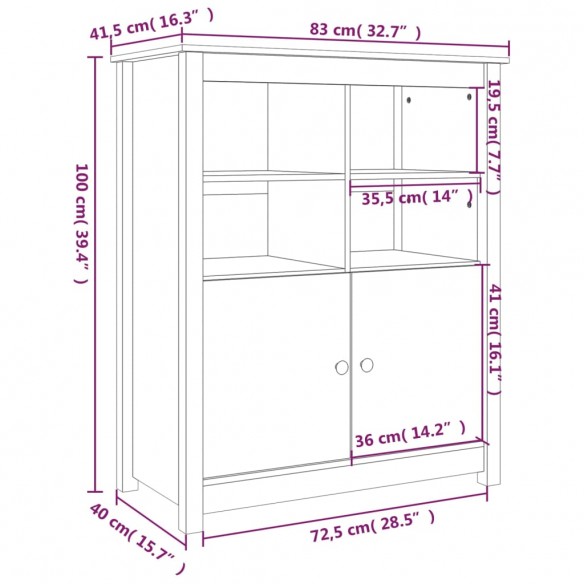 Buffet 83x41,5x100 cm Bois massif de pin