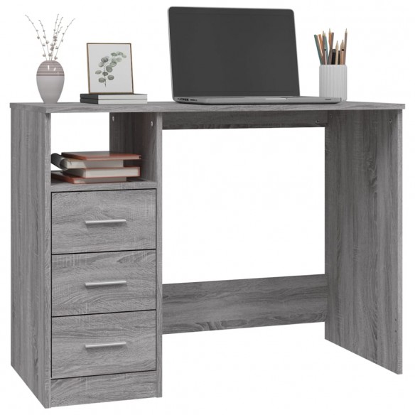 Bureau avec tiroirs Sonoma gris 102x50x76 cm Bois d'ingénierie