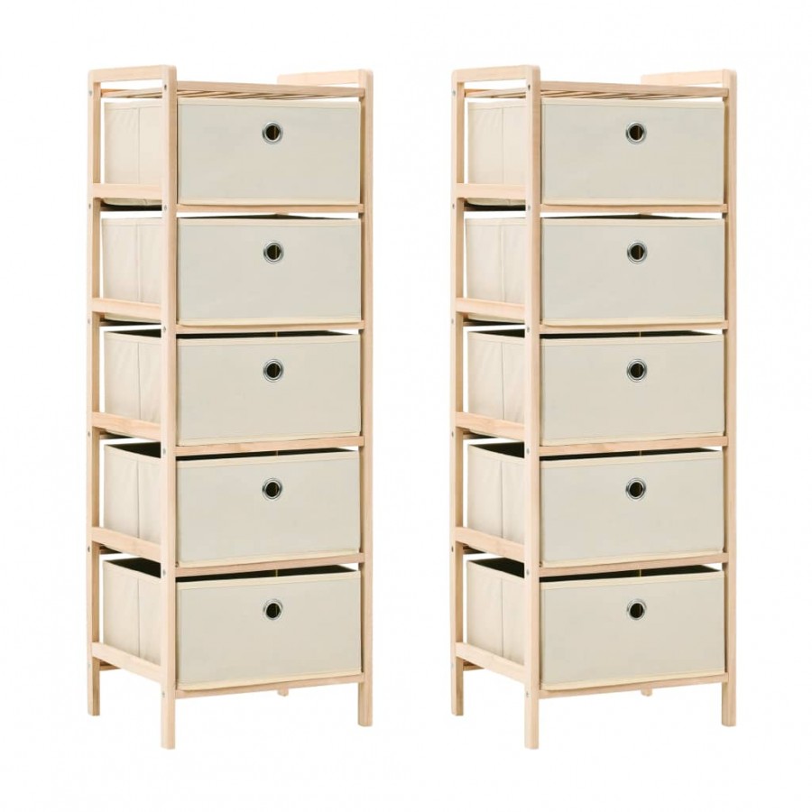 Étagères de rangement avec 5 paniers en tissu 2 pcs beige cèdre