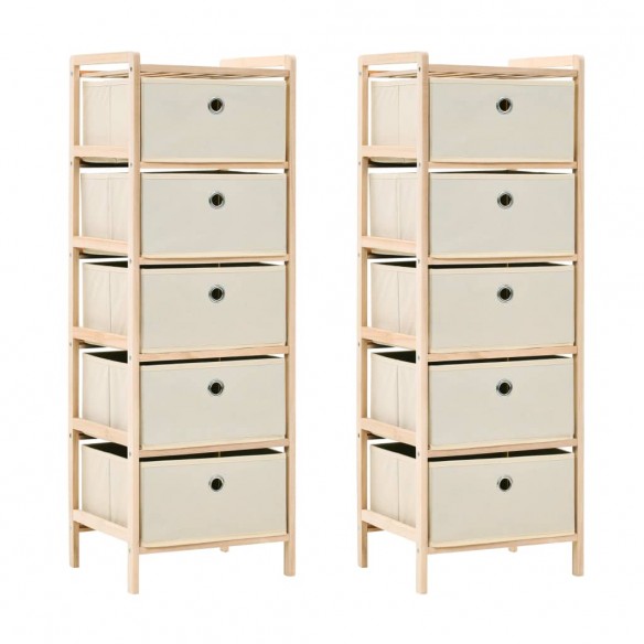 Étagères de rangement avec 5 paniers en tissu 2 pcs beige cèdre