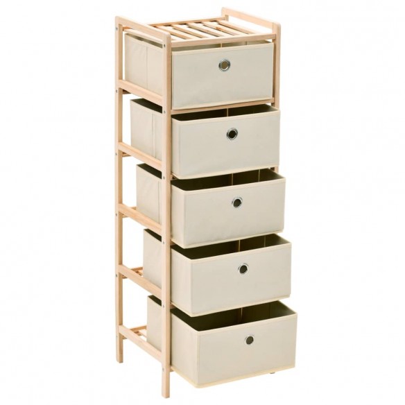 Étagères de rangement avec 5 paniers en tissu 2 pcs beige cèdre