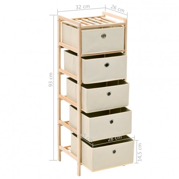 Étagères de rangement avec 5 paniers en tissu 2 pcs beige cèdre